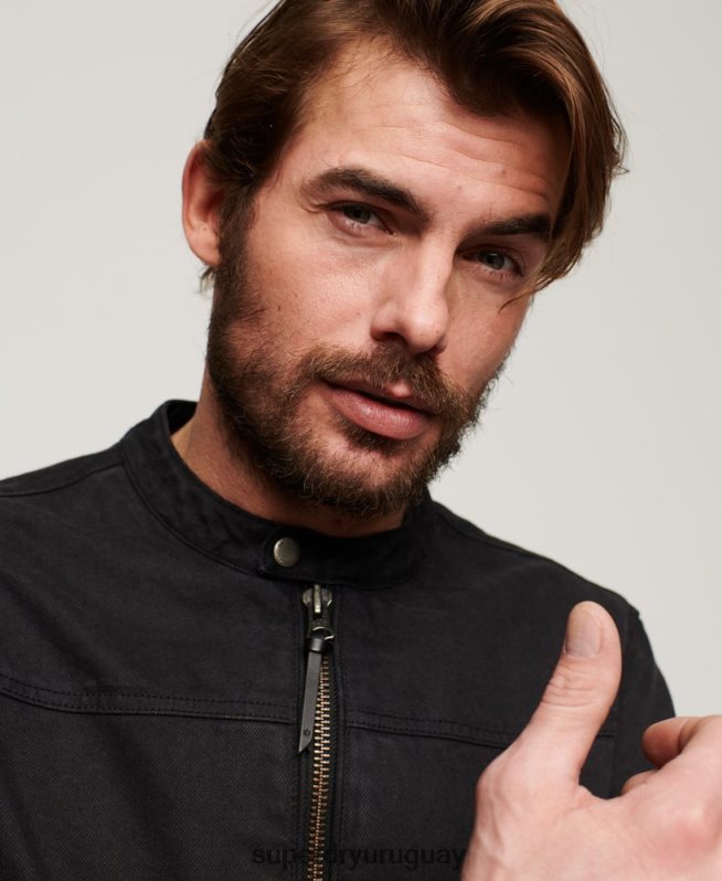 uy Superdry hombres chamarra de corredor de mezclilla de toro vintage gris oscuro DT2N8Z24 ropa