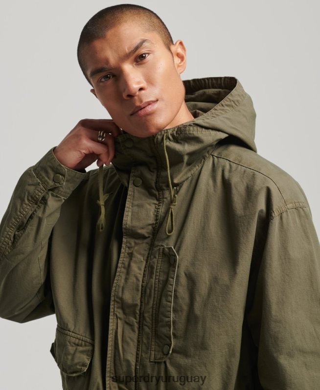 uy Superdry hombres chamarra de cubierta con capucha caqui DT2N8Z938 ropa