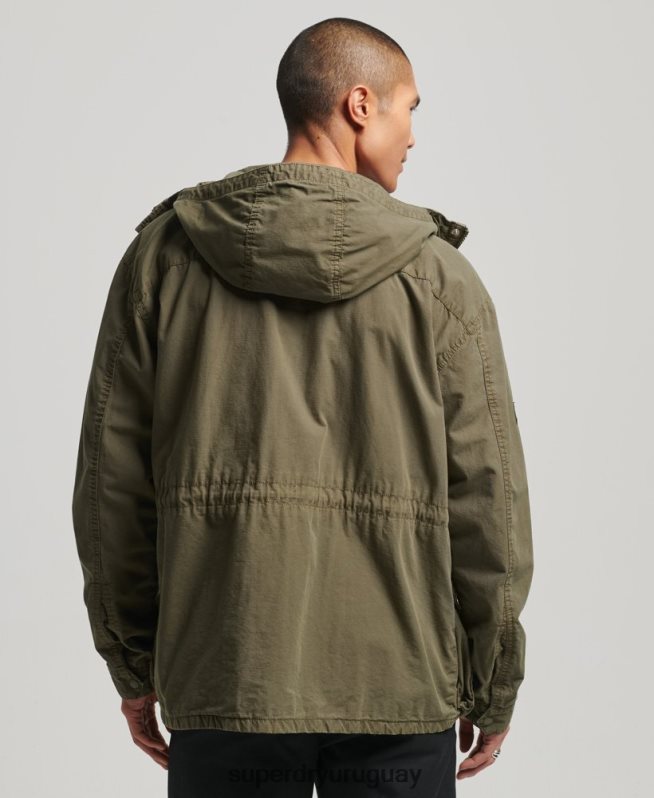 uy Superdry hombres chamarra de cubierta con capucha caqui DT2N8Z938 ropa