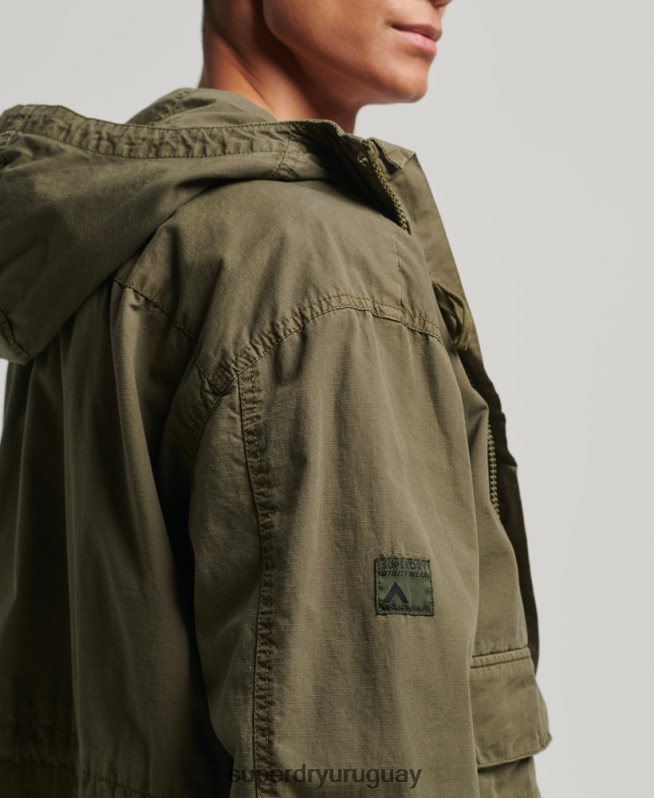 uy Superdry hombres chamarra de cubierta con capucha caqui DT2N8Z938 ropa