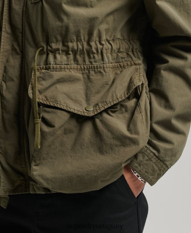 uy Superdry hombres chamarra de cubierta con capucha caqui DT2N8Z938 ropa