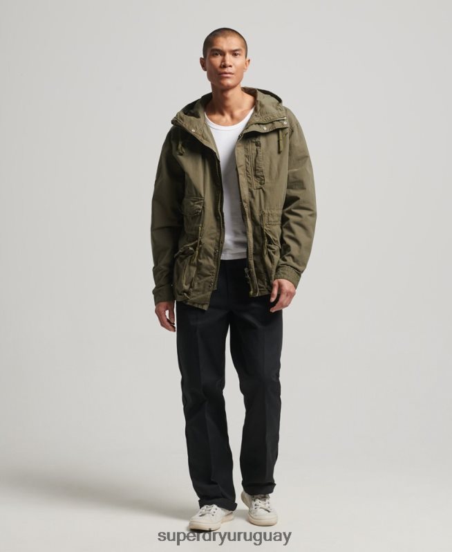 uy Superdry hombres chamarra de cubierta con capucha caqui DT2N8Z938 ropa