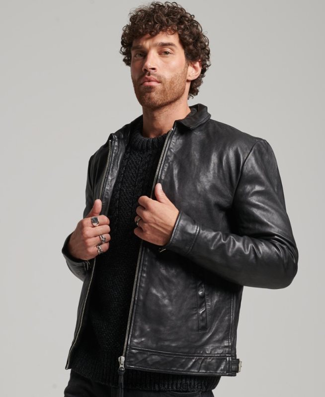 uy Superdry hombres chamarra de cuero entrenador slim fit negro DT2N8Z991 ropa