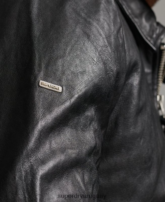 uy Superdry hombres chamarra de cuero entrenador slim fit negro DT2N8Z991 ropa