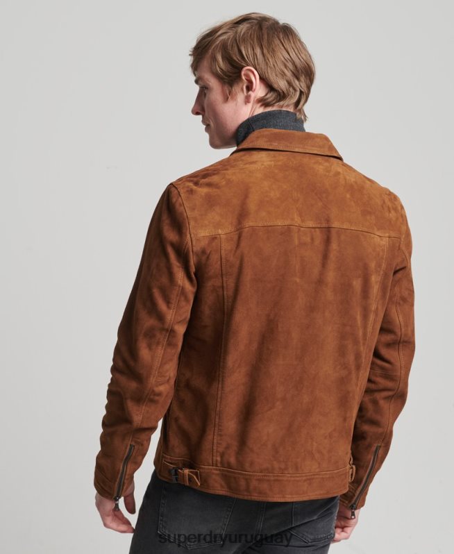 uy Superdry hombres chamarra de gamuza de entrenador de estudios broncearse DT2N8Z1147 ropa