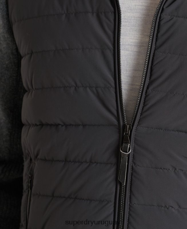 uy Superdry hombres chamarra de mezcla de punto acolchada Studios gris oscuro DT2N8Z1039 ropa