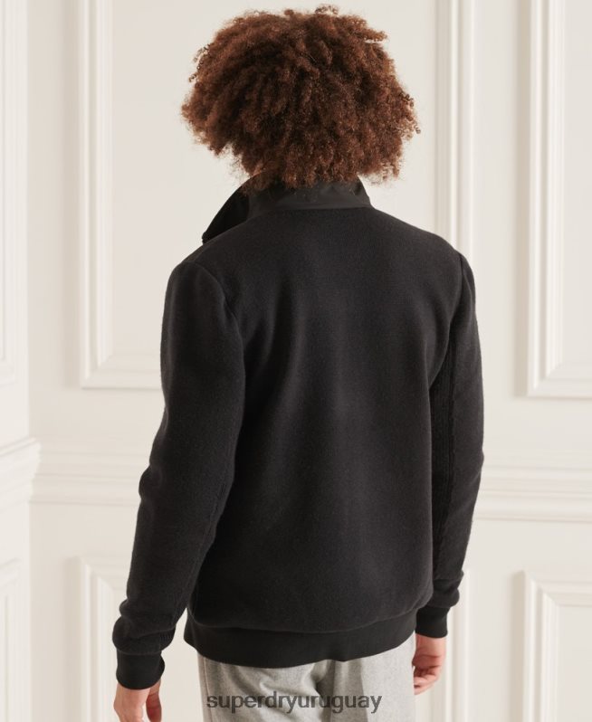 uy Superdry hombres chamarra de mezcla de punto acolchada Studios negro DT2N8Z1125 ropa