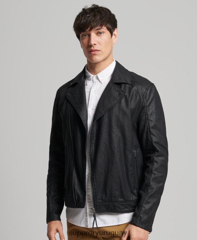 uy Superdry hombres chamarra de mezclilla con revestimiento vintage negro DT2N8Z4540 ropa