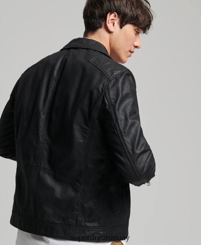 uy Superdry hombres chamarra de mezclilla con revestimiento vintage negro DT2N8Z4540 ropa