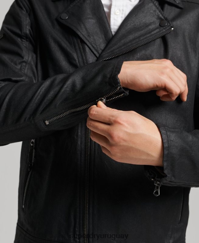 uy Superdry hombres chamarra de mezclilla con revestimiento vintage negro DT2N8Z4540 ropa
