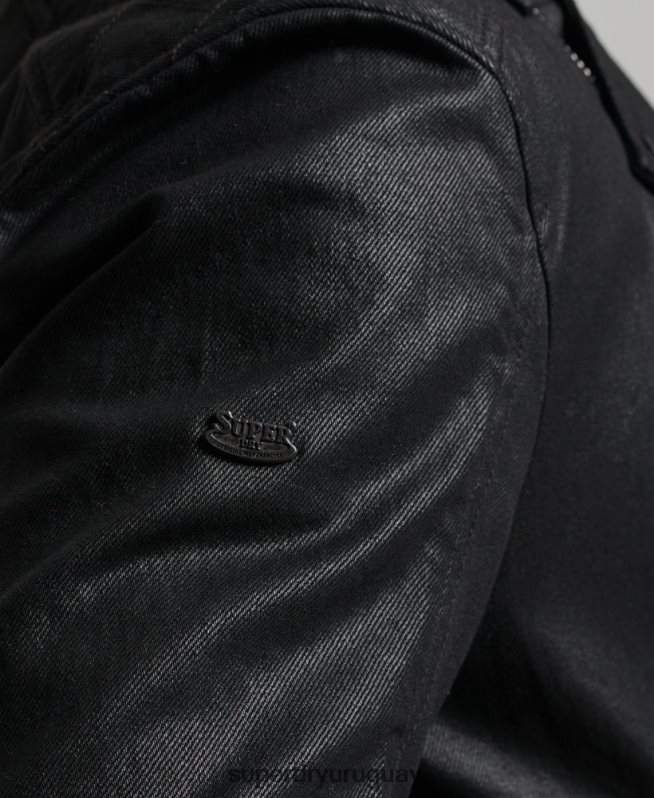 uy Superdry hombres chamarra de mezclilla con revestimiento vintage negro DT2N8Z4540 ropa