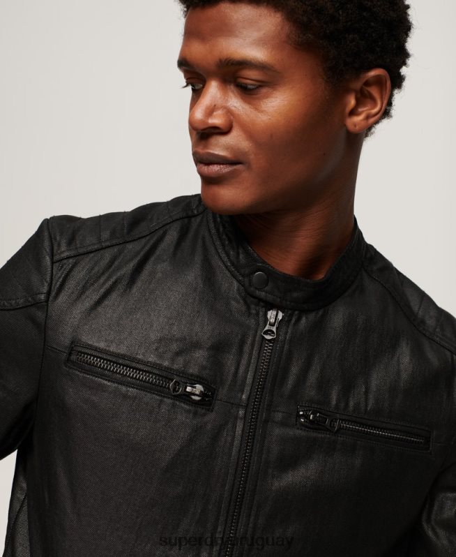 uy Superdry hombres chamarra de mezclilla con revestimiento vintage negro DT2N8Z945 ropa
