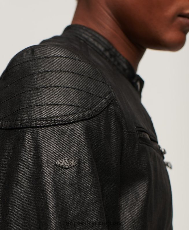 uy Superdry hombres chamarra de mezclilla con revestimiento vintage negro DT2N8Z945 ropa