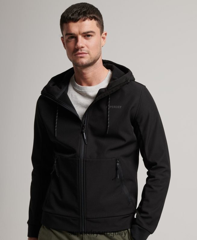 uy Superdry hombres chamarra de punto de canalé Code Tech negro DT2N8Z942 ropa