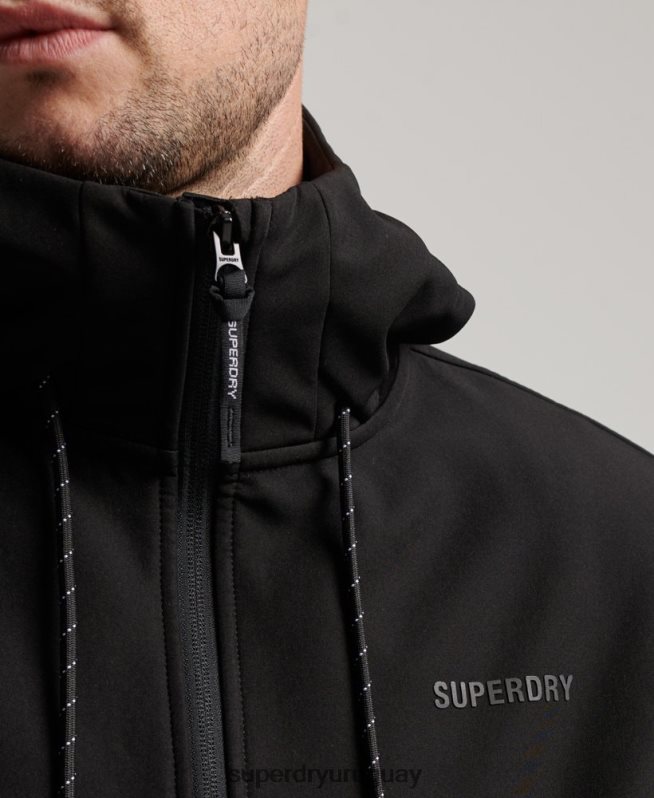 uy Superdry hombres chamarra de punto de canalé Code Tech negro DT2N8Z942 ropa