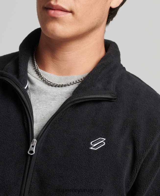 uy Superdry hombres chamarra deportiva con cremallera y logo negro DT2N8Z4996 ropa