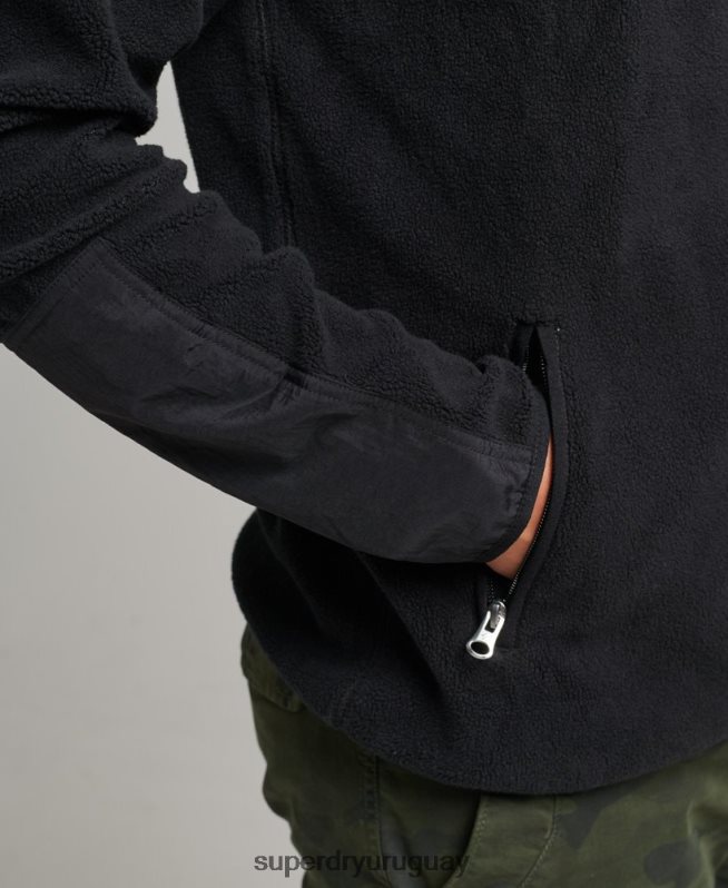 uy Superdry hombres chamarra deportiva con cremallera y logo negro DT2N8Z4996 ropa