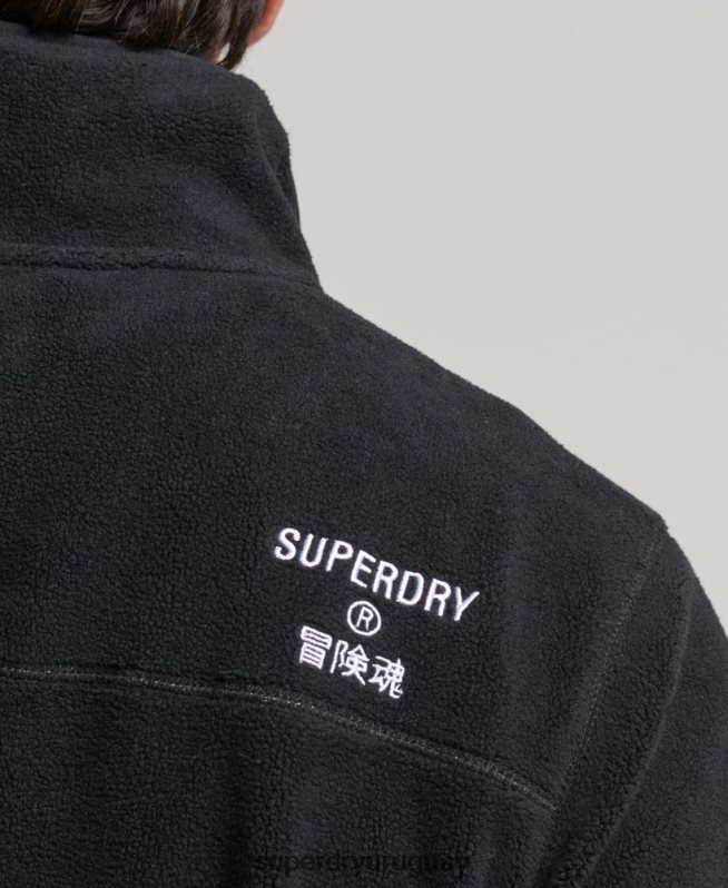 uy Superdry hombres chamarra deportiva con cremallera y logo negro DT2N8Z4996 ropa