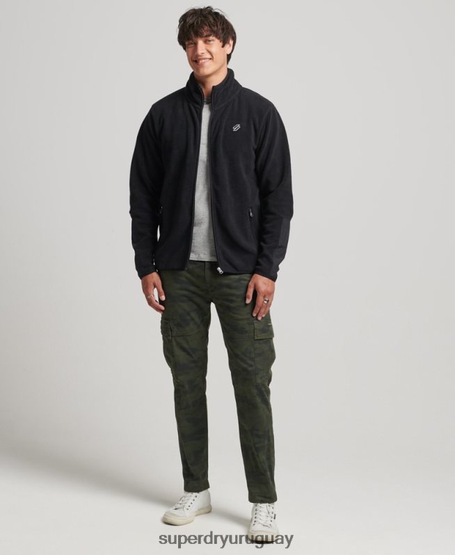 uy Superdry hombres chamarra deportiva con cremallera y logo negro DT2N8Z4996 ropa