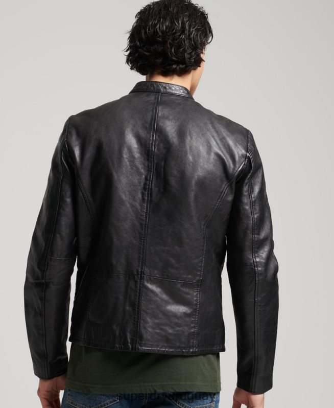 uy Superdry hombres chamarra deportiva de cuero negro DT2N8Z4783 ropa