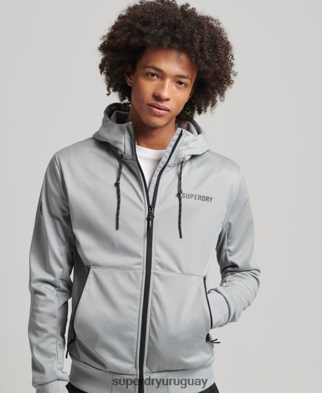 uy Superdry hombres chamarra deportiva de tejido técnico suave gris DT2N8Z1141 ropa