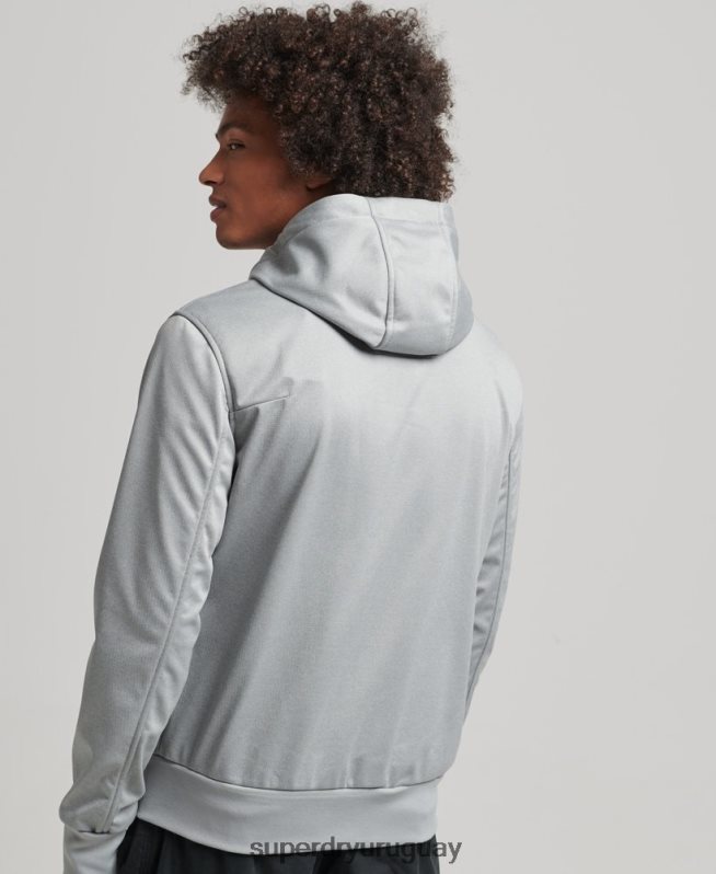 uy Superdry hombres chamarra deportiva de tejido técnico suave gris DT2N8Z1141 ropa