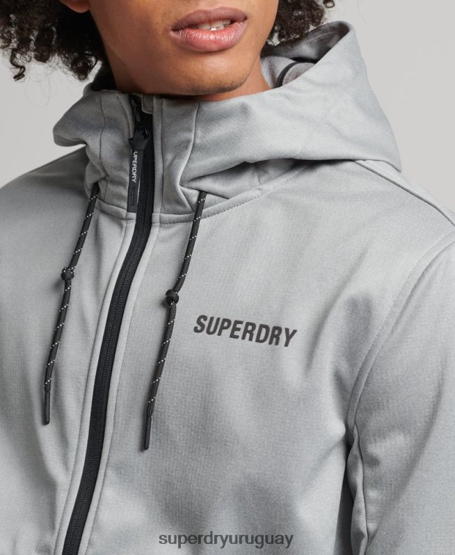 uy Superdry hombres chamarra deportiva de tejido técnico suave gris DT2N8Z1141 ropa