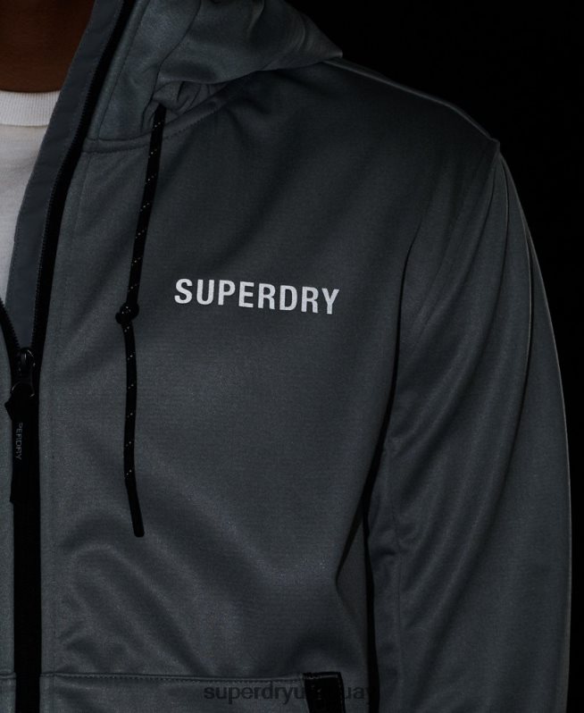 uy Superdry hombres chamarra deportiva de tejido técnico suave gris DT2N8Z1141 ropa