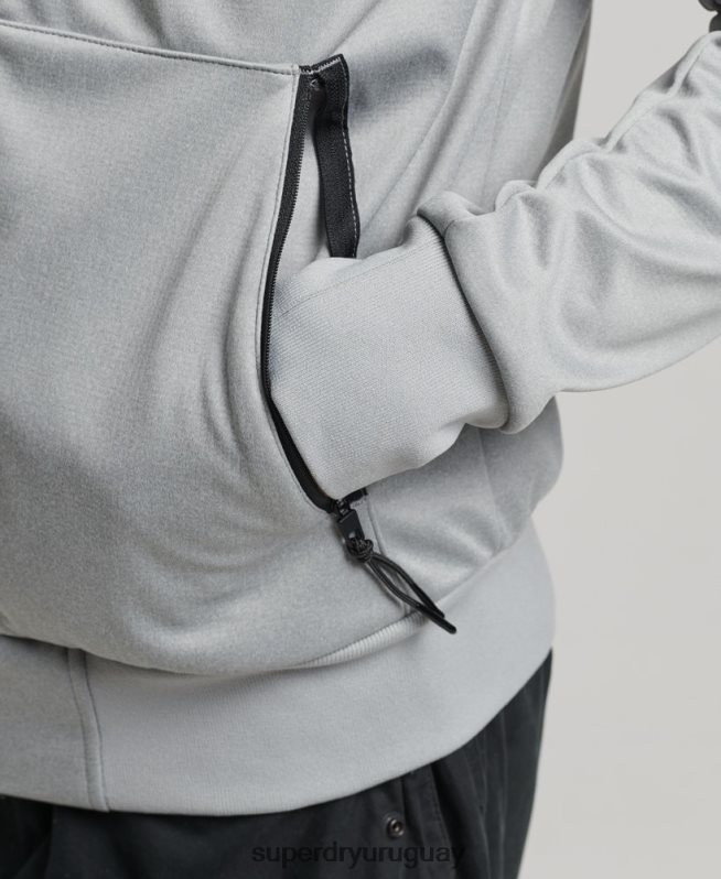 uy Superdry hombres chamarra deportiva de tejido técnico suave gris DT2N8Z1141 ropa