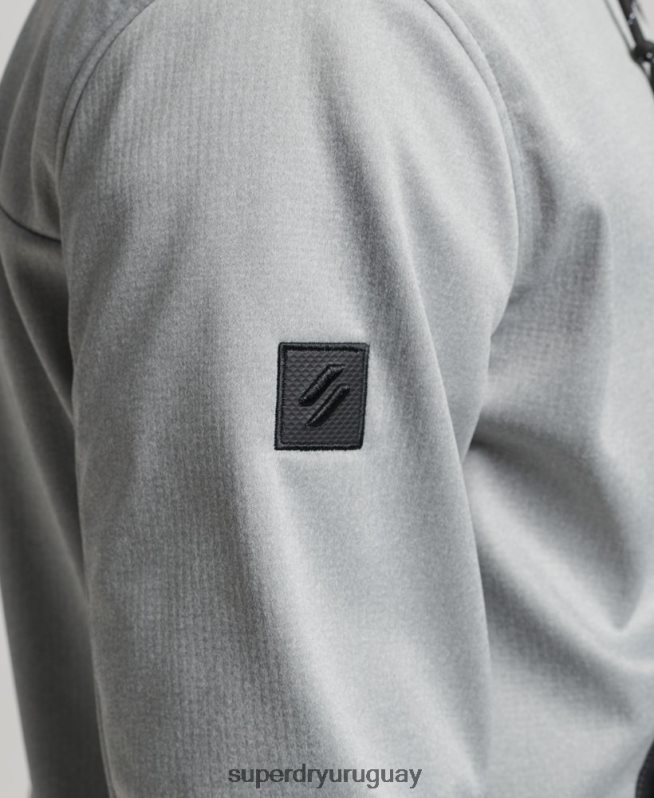 uy Superdry hombres chamarra deportiva de tejido técnico suave gris DT2N8Z1141 ropa