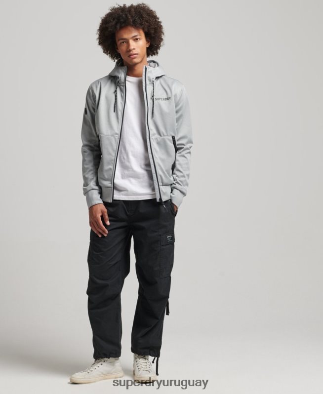 uy Superdry hombres chamarra deportiva de tejido técnico suave gris DT2N8Z1141 ropa