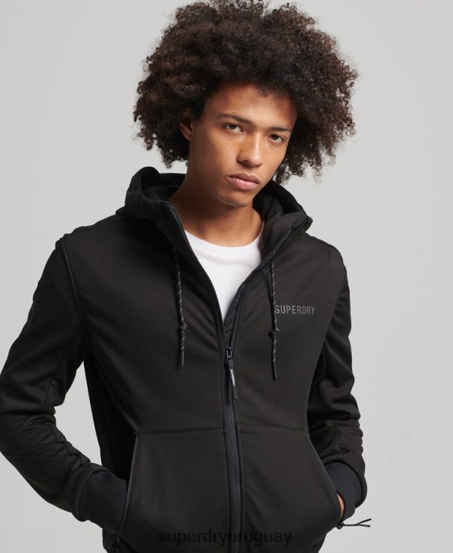uy Superdry hombres chamarra deportiva de tejido técnico suave negro DT2N8Z1112 ropa