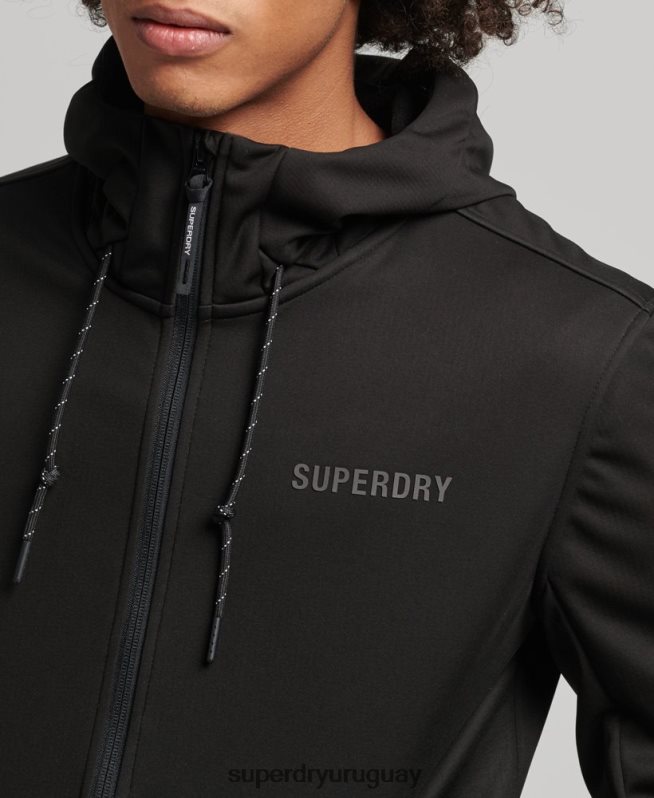 uy Superdry hombres chamarra deportiva de tejido técnico suave negro DT2N8Z1112 ropa