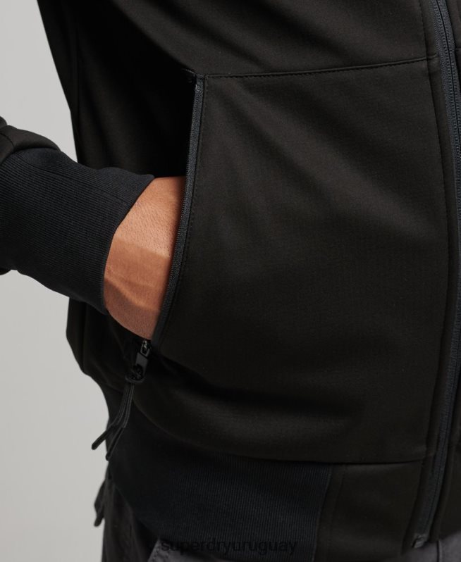 uy Superdry hombres chamarra deportiva de tejido técnico suave negro DT2N8Z1112 ropa