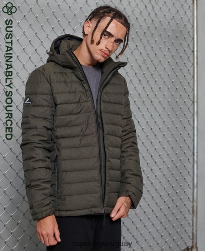 uy Superdry hombres chamarra fuji con capucha gris oscuro DT2N8Z4731 ropa