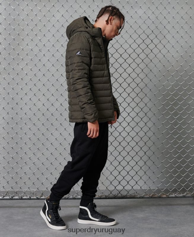 uy Superdry hombres chamarra fuji con capucha gris oscuro DT2N8Z4731 ropa