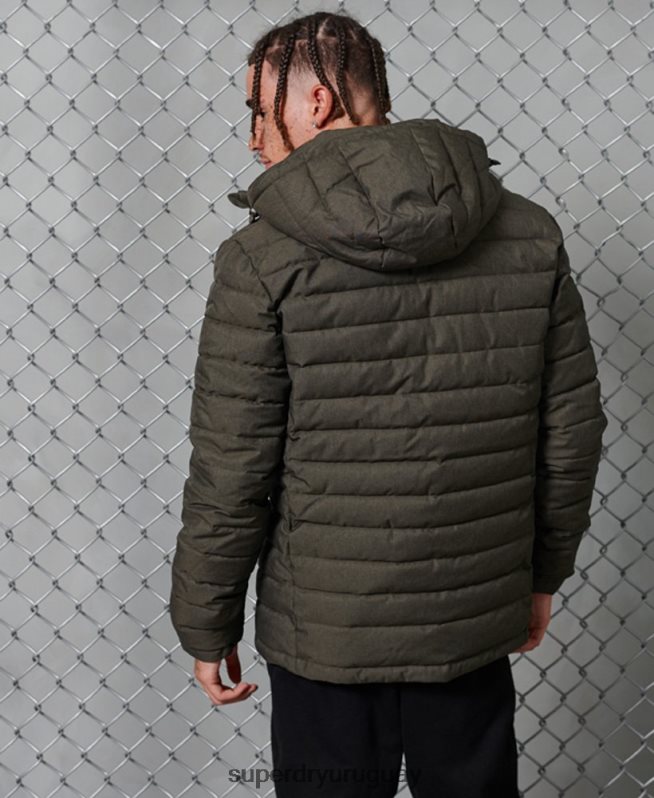 uy Superdry hombres chamarra fuji con capucha gris oscuro DT2N8Z4731 ropa