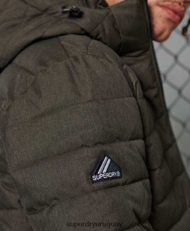 uy Superdry hombres chamarra fuji con capucha gris oscuro DT2N8Z4731 ropa
