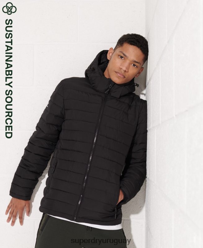uy Superdry hombres chamarra fuji con capucha negro DT2N8Z4729 ropa