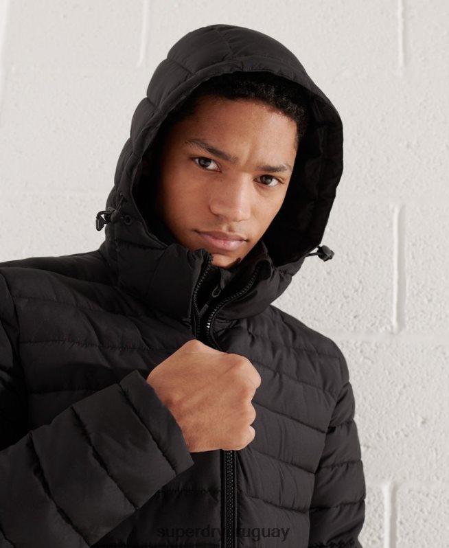 uy Superdry hombres chamarra fuji con capucha negro DT2N8Z4729 ropa