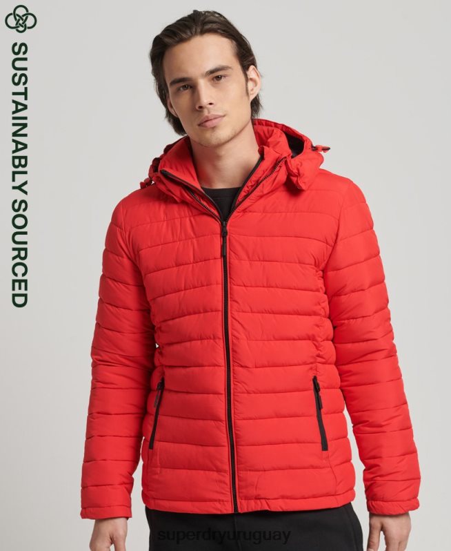 uy Superdry hombres chamarra fuji con capucha rojo DT2N8Z4730 ropa