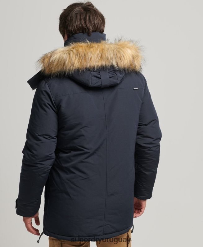 uy Superdry hombres chamarra parka Everest con capucha de piel sintética Armada DT2N8Z957 ropa