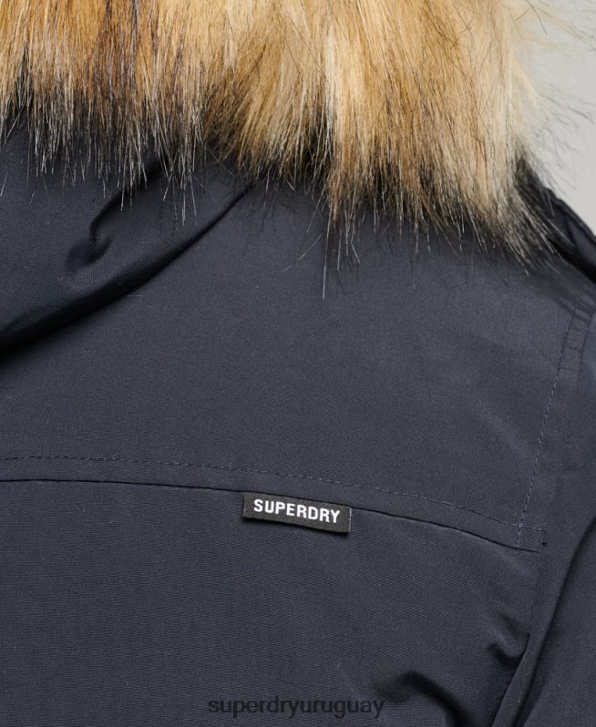 uy Superdry hombres chamarra parka Everest con capucha de piel sintética Armada DT2N8Z957 ropa