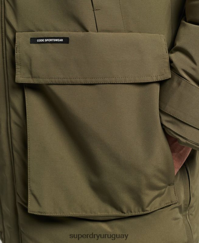 uy Superdry hombres chamarra parka Everest con capucha de piel sintética caqui DT2N8Z999 ropa