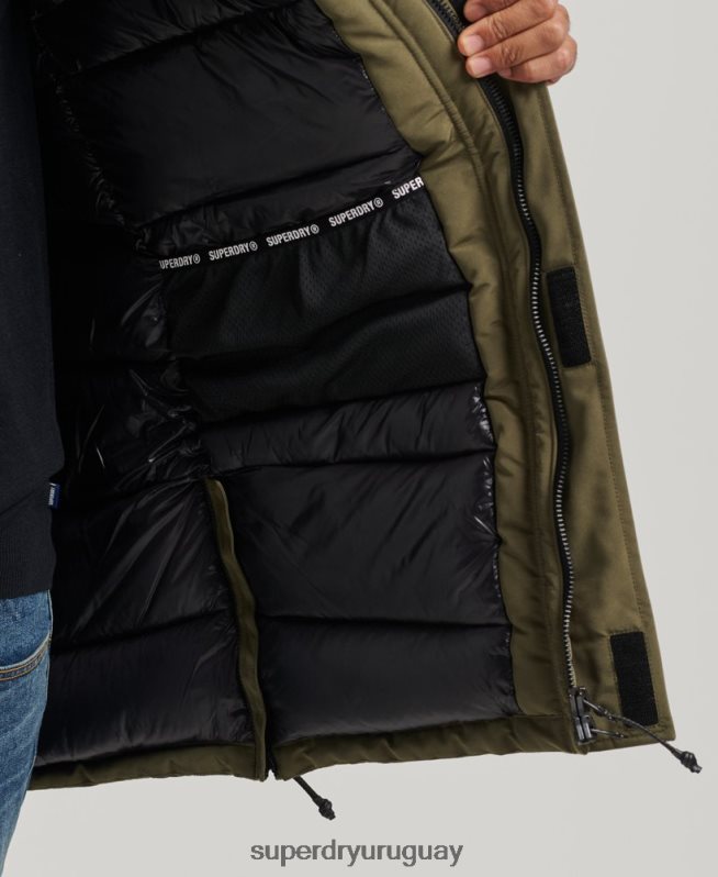 uy Superdry hombres chamarra parka Everest con capucha de piel sintética caqui DT2N8Z999 ropa