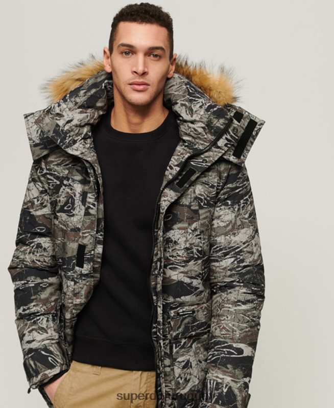 uy Superdry hombres chamarra parka Everest con capucha de piel sintética verde DT2N8Z4547 ropa