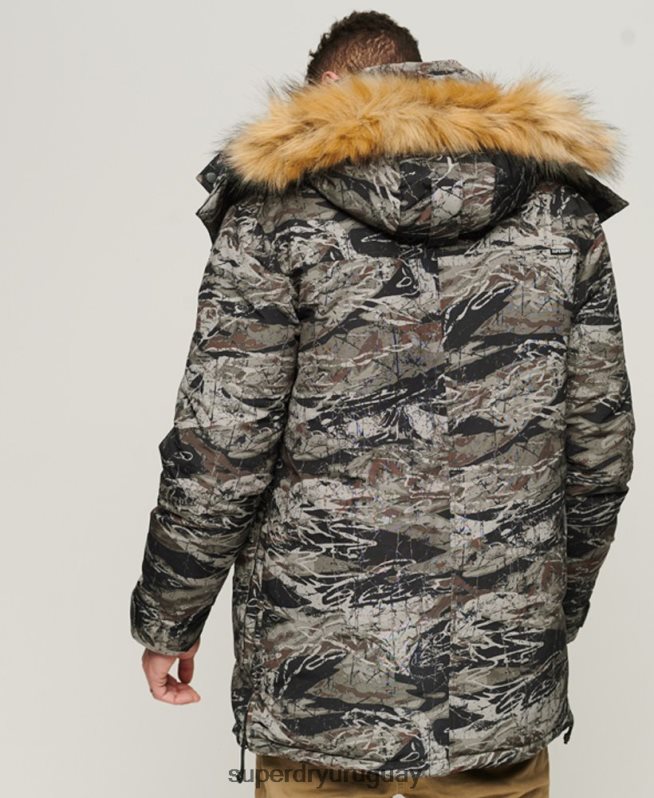 uy Superdry hombres chamarra parka Everest con capucha de piel sintética verde DT2N8Z4547 ropa