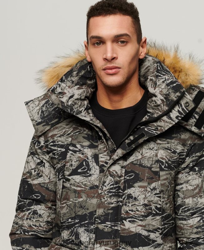 uy Superdry hombres chamarra parka Everest con capucha de piel sintética verde DT2N8Z4547 ropa