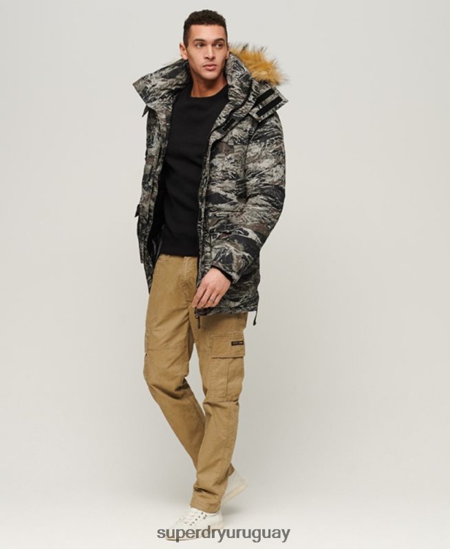 uy Superdry hombres chamarra parka Everest con capucha de piel sintética verde DT2N8Z4547 ropa