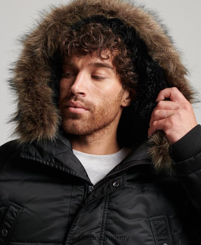 uy Superdry hombres chamarra parka chinook gris oscuro DT2N8Z4447 ropa